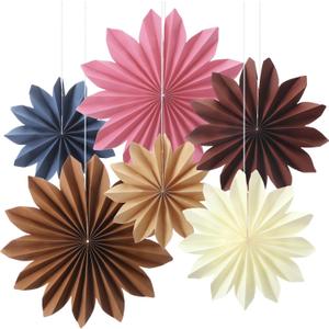 Ireer 6 Pcs Boho Paper Flowers for Bulletin Board Decor