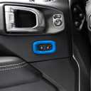 2 Pcs Metal Door Lock Switch Button Trim Cover Compatible with Jeep Wrangler JL JLU Gladiator JT 2018-2024 Car Center Console Unlock Button Frame Cover Interior Decoration Accessories (Blue)
