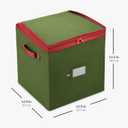 ZOBER Christmas Ornament Storage Box - Stores 64 3" Ornaments, With Dividers - Ornament Organizer Storage Box, Durable Christmas Containers Holder, Dual Zipper - Green