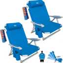 #WEJOY Beach Chair for Adults, Reclining Adjustable Position, Lay Flat Lightweight Folding Portable Aluminum Chair with Backpack Straps, Padded headrest, Heavy Duty 400 lbs Lawn Chair for Beach, 2 Pack