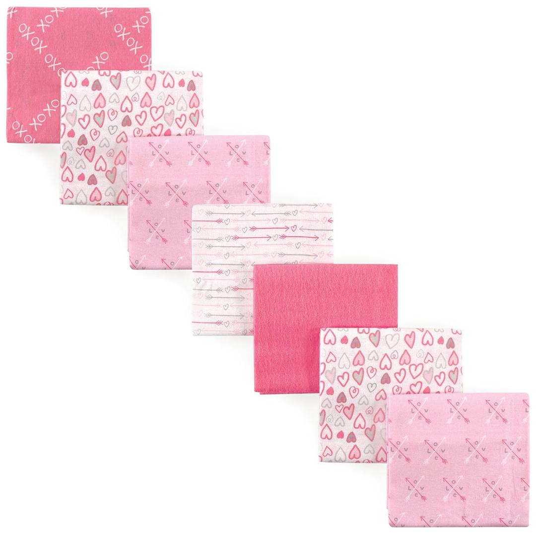 Luvable Friends Unisex Baby Cotton Flannel Receiving Blankets, Love 7-Pack, One Size