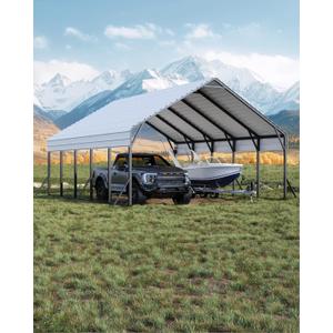 20 ft x25 ft x13 ft Metal Carport for 2 Cars, Extra Tall Carport, Reinforced Frame and Roof for All-Weather, Permanent Garage for Bass Boats, Full-Sized Pickup Trucks, and Tractors, N.W. 980 LBS