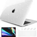 DONGKE for MacBook Pro 13 inch Case 2023 2022 2021 2020 Release Model A2338 M2/M1 A2289 A2251 with Touch Bar & Touch ID, Glitter Bling Plastic Hard Shell Case & Keyboard Cover, Star Clear