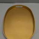 Gold Oval Decorative Tray with Handles, Versatile Serving Tray for Coffee Table, Ottoman, Ideal for Serving, Displaying, Organizing, 15.3"*10.6"*1.37"