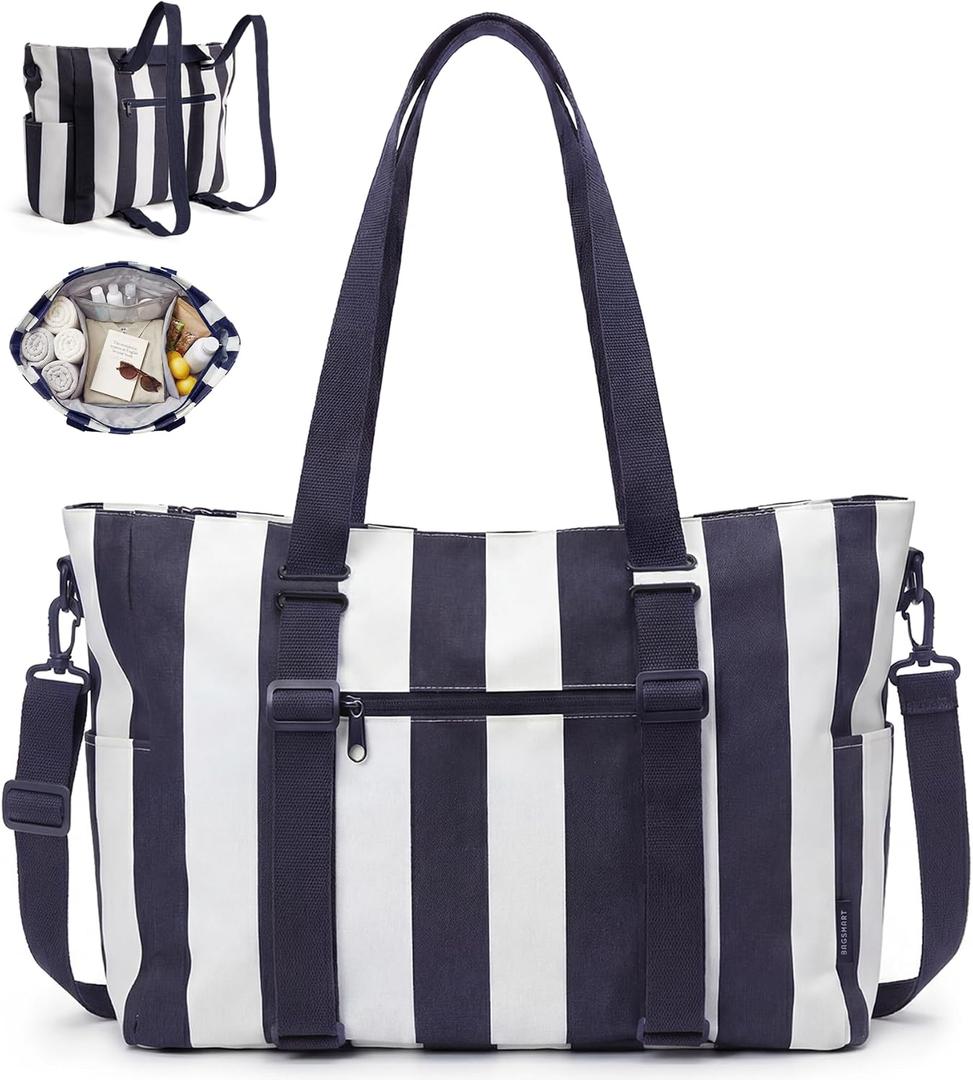 BAGSMART Large Beach Bag for Women, Oversize Tote Bag for Travel/Swim Pool/Summer | 3-Ways to Carry