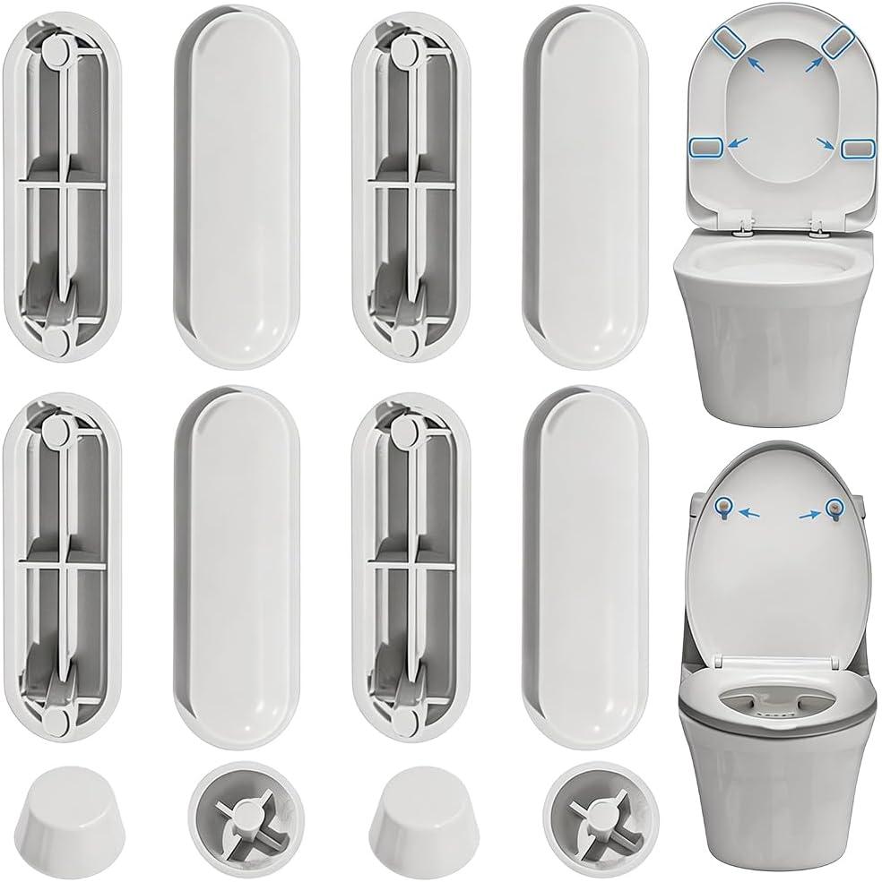 CREATCABIN 12Pcs 2 Styles Toilet Seat Buffer Pads Toilet Lid Bumpers Universal White ABS Plastic Cover Buffers Fixings Bumpers Spacers Pad Set Replacement Accessories for Home Hotel Hospital