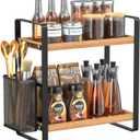LEMIKKLE Coffee Bar Accessories and Coffee Mug Cup Holder, kitchen organizers and storage,Spice Rack Organizer for Countertop,Kitchen(basket) (With small basket)