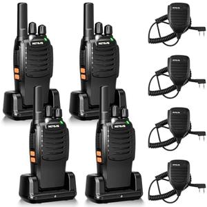 Retevis H-777 Walkie Talkies with Shoulder Mic,2 Way Radios Long Range,License-Free,LED Flashlight,Portable,Shock Resistant,for Family Outdoor Small Commercial (4 Pack)