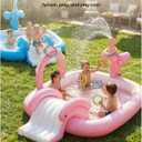 QPAU Elephant Kids Pool with Slide and Sprinkler, Inflatable Play Center with 4 Rings, 72 64 37 in, Fast Inflation Kiddie Pool for Garden & Backyard, Birthday Gift for Ages 1+ (Pink)