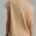 Saodimallsu Womens Cap Sleeve Sweater Top Summer Crew Neck Trendy Going Out Loose Knit Shirt (Brown)