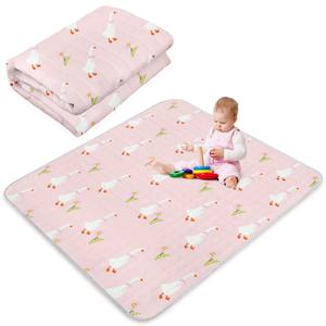 Funtery 43 x 43 Inch Baby Playmat Portable Crawling Washable Foldable Tummy Time Non Slip Baby Floor Large Playpen Mat for Infants Toddlers Floor Playpen Activity (Goose)