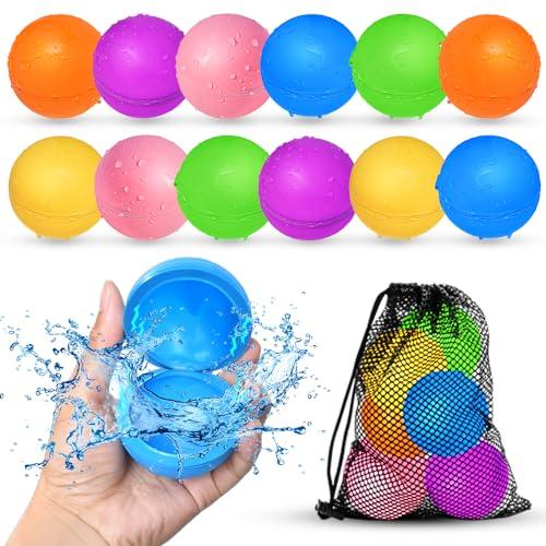 12Pcs Reusable Water Balloons, Pool Beach water Toys for Boys and Girls, Outdoor Summer Toys for Kids Ages 3-12
