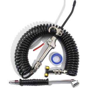 iBroPrat Air Blow Gun Kit,Heavy Duty Air Seat Blow Gun Kit for Semi Truck Air Hose with 30FT Long Coil and Extended Dual Head Tire Air Chuck Black