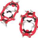 11 Teeth Crampons Outdoor Anti Slip Shoes Cover Ice Claws with Stainless Steel Chain for Kids Children Teenagers, with Carry Bag