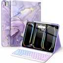 Soke Keyboard Case for iPad Pro 13 Inch (M5 2025/M4 2024), 7-Color Backlit Detachable Bluetooth Keyboard, Folio Stand TPU Back Cover with Pencil Holder for iPad Pro 13", Violet Marble