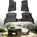 Floor Mats for Jeep Wrangler 4XE 4 Door 2021-2026 (Not for JL, JK or 2 Door), Custom Fit Heavy Duty TPE All Weather Protection, Waterproof Non-Slip Black Car Liners (Two-Row Floor Mats)
