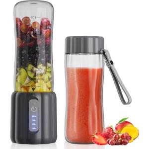COKUNST 17Oz Portable Blender for Shakes and Smoothies, USB Rechargeable Smoothie Blenders with 6 Blades, Mini Mixer Personal Blender Juicer with Extra Handle Lid for Travel Gym Picnic Office, Grey