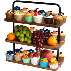Acacia Wooden Cupcake Display Riser Stand Three Tiered Essential Oil Risers Display Candle Perfume Stand Small Chees Party Decor Dessert Table Display Set 3 Layers