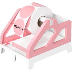 MUNBYN Label Holder for Rolls and Fan-Fold Labels, Thermal Sticker Roll Holder for Desktop Thermal Printer Shipping Supplies Industrial Paper, Pink