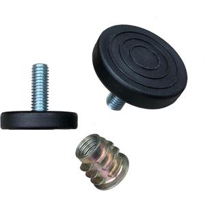 3/8"-16 Threaded Bolt,4Pack,Furniture Levelers with Screw-in Nuts,1.5" Base Furniture Feet,Heavy Duty Adjusting Foot,1" Adjustable Furniture Legs,Table Levelers,Chair Levelers,Thread Pitch:16