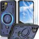 Gritup for Samsung Galaxy-S21 Case:Compatible with MagSafe & [HD Screen Protector2],Metal Rotated Kickstand,Military Grade Drop Proof Anti-Fingerprint Protective Case for Samsung S21,Blue