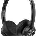 TECKNET Wireless Headset, Bluetooth Headset with AI Noise Cancelling Microphone - Rechargeable Bluetooth V5.2 Headphones, 50H Playtime & Mic Mute, On Ear Headphones for Trucker/Remote Work/Call Center
