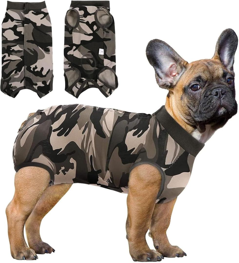 SAWMONG Recovery Suit for Dogs Female Male, Breathable Dog Onesie After Surgery Spay Neuter, Professional Dog Surgical Suit, Substitute Pet E-Collar Cone, Camouflage, Large