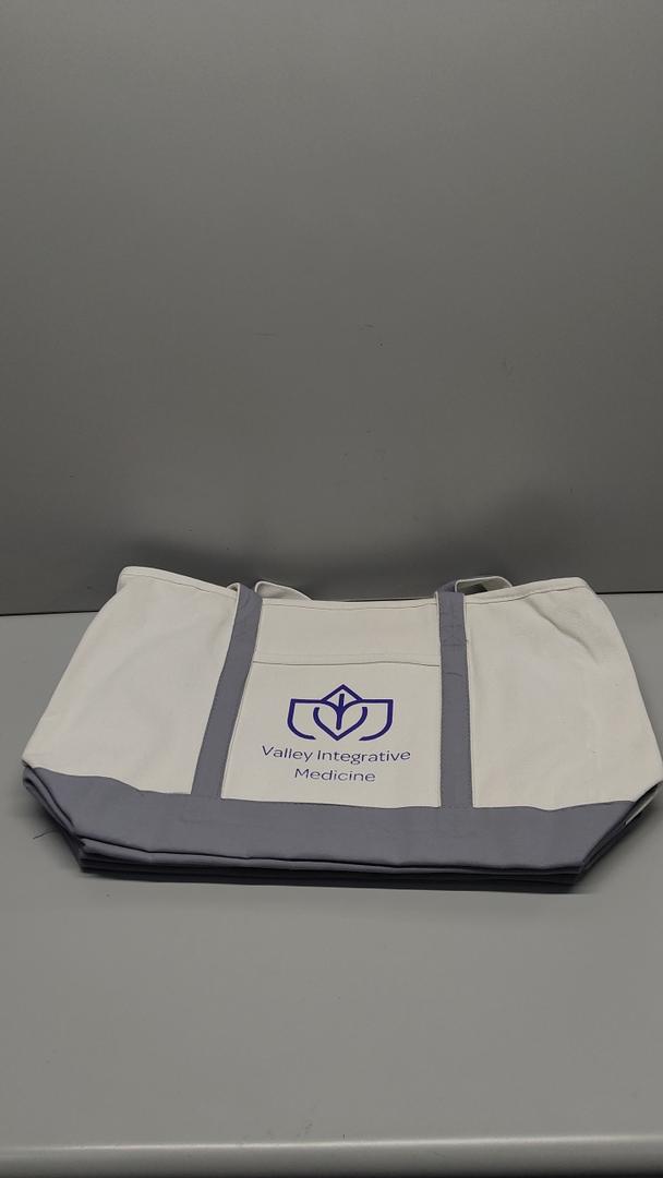 Large Canvas Tote Bag Heavy Duty Roomy Zipper Grocery Shopping Beach Bag Handbag - Beige/Gray 2pcs