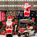 Hungdao 5ft Christmas Golf Cart Decoration Kit Christmas Inflatable Santa Claus PVC Blow Ups Santa Fan Flag Tinsel Garlands Tinsel Streamers Reusable Outdoor Pool Floats Decoration for Parade Yard
