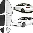 Custom Fit for Tesla Model 3 2019-2025 Window Sun Shades, 6PCS Front Rear Side Window & Rear Windshield Sunshade, 5-Layer Composite Material UV Protection Foldable Sun Visor Accessories