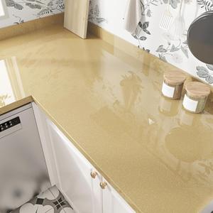 Glossy Champagne Gold Contact Paper Peel and Stick Countertops 15.7"×78.7" Shiny Gold Wallpaper Self Adhesive Waterproof Champagne Glitter Contact Paper for Countertop Cabinets Kitchen