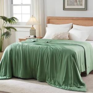 Globon Cooling Comforter Queen Size, Lightweight Summer Comforter for Hot Sleepers,Ultra Soft Bamboo Viscose Fabric, Breathable & Moisture Wicking, Soy Fiber Blend Fill, Sage Green, Queen 90x90 in