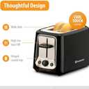Toastmaster 2-Slice Toaster - Black with Stainless Steel - Kitchen Essential for Sandwich Bread & Breakfast Toast - Toaster with Wide Slots, High Rise Toast Lift & Cool-Touch Exterior