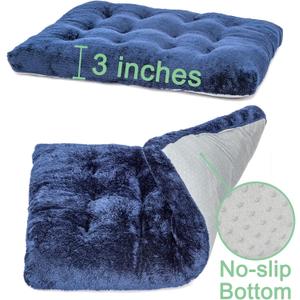 POMIU 1-Pack Washable Dog Bed, Deluxe Plush Crate Beds with Anti-Slip, Machine Washable Kennel Pad Sleeping Mat for Large, Medium and Small Dogs (1 Pack x Navy, 35.0" L x 23.0" W x 3.0" Th)
