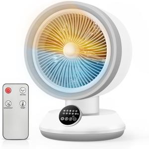 2-in-1 Fan Heater Combo, 1500W, Thermostat & 60 Oscillation | Remote & Tip-Over Protection, Overheat Protection, 2 Modes, for Home Bedroom Office