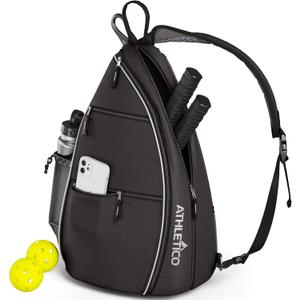 Athletico Sling Bag - Crossbody Backpack for Pickleball, Tennis, Racketball, and Travel for Men and Women (Black)