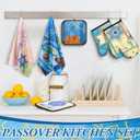 HunnmingRe 6 Pcs Passover Kitchen Accessories Sets Gifts Passover Kitchen Towels Oven Mitts Pot Holders Jewish Seder Decoration Pesach Hostess Gifts for Women Men Cooking Baking Dining Holiday Present