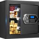 1.8 Cubic Feet Small Fire Safe Box for Home Use, Fireproof Security Money Safe with Digital Keypad, Spare Keys and Removable Shelf, Personal Document Safety Box Fireproof Waterproof for Cash Valuables