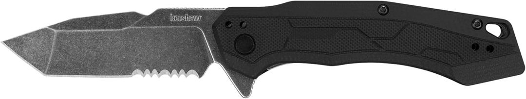 Kershaw Analyst Tanto Pocket Knife, 3.25" 8Cr13MoV Steel Blade, Liner Lock Folder, EDC (Black)
