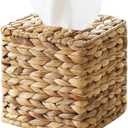 Tissue Box Cover, Square Wicker Tissue Box Holder Facial Tissues Boxes, Hand Woven Napkin Box Tissue Holder for Bathroom Bedroom Office Table Desk Night Stand, Boho Decorative, Natural