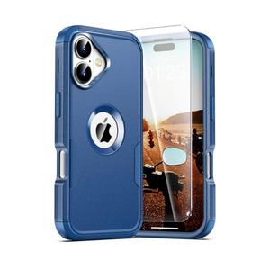 Compatible with iPhone 17 Case: 2X Screen Protector, Anti-Drop, Shockproof, Heavy Duty Protective Phone Case Cover for 17 6.3'', Blue