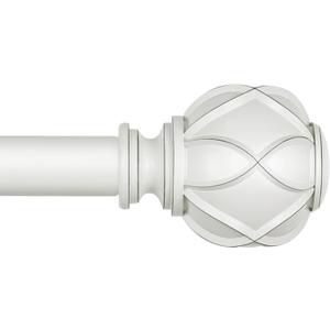 KAMANINA White Curtain Rods for Windows 72 to 144 Inches (6-12ft) Long Heavy Duty Curtain Rod, 7/8 Inch Adjustable Drapery Rods with Decorative Netted Texture Finials, White 