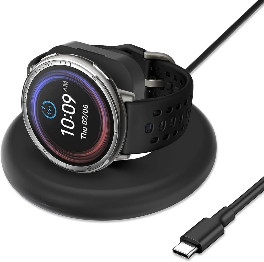 Charging Stand Compatible with Amazfit Active 2/2s Bip 6 Charger, Adjustable Foldable Magnetic Charging Station Dock for Smartwatch