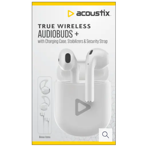 Acoustix True Wireless Audiobuds w/Charging Case - White