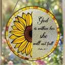 GudaAphrmix Stained Glass Suncatcher - 9.8in Sunflower Bible Verse Window Hanging for Women Housewarming Gift