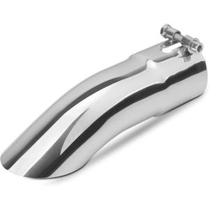 2.5 inch Inlet Curved Exhaust Tip, 2.5" Outlet 9" Overall Length Stainless Steel Turn Down Exhaust Tail Pipe, Bolt-On,Sleek Angle Cut, Polished Tailpipe, Silvery