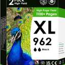 Compatible Ink Cartridges 962 XL Works with OfficeJet Pro 9010 9012 9014 9015 9016 9019 9020 9022 9025 9026 9028 Printers. (Black, Magenta, Cyan, Yellow) (2 Pack (Black))