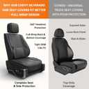 W&PMAX Custom-Fit Front Seat Covers for Chevy Silverado 1500 (20142019), Black Front Set, Waterproof Leather, Airbag Safe, Easy Install