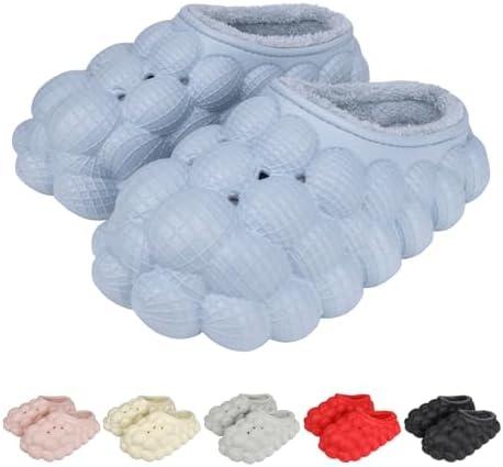Onngaku Man Women Bubble Slides with Fur Lined Bubble Slippers Comfortable Warm Fun Slippers Shoes for Indoor Outdoor 39-40