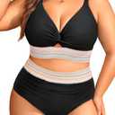Daci Plus Size Two Piece Swimsuits - High Waisted Bikini for Women Tummy Control Bathing Suits Knot Twist Swimwear 2025 Size 20 Women